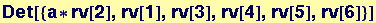 Det[{a * rv[2], rv[1], rv[3], rv[4], rv[5], rv[6]}]