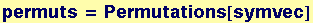 permuts = Permutations[symvec]