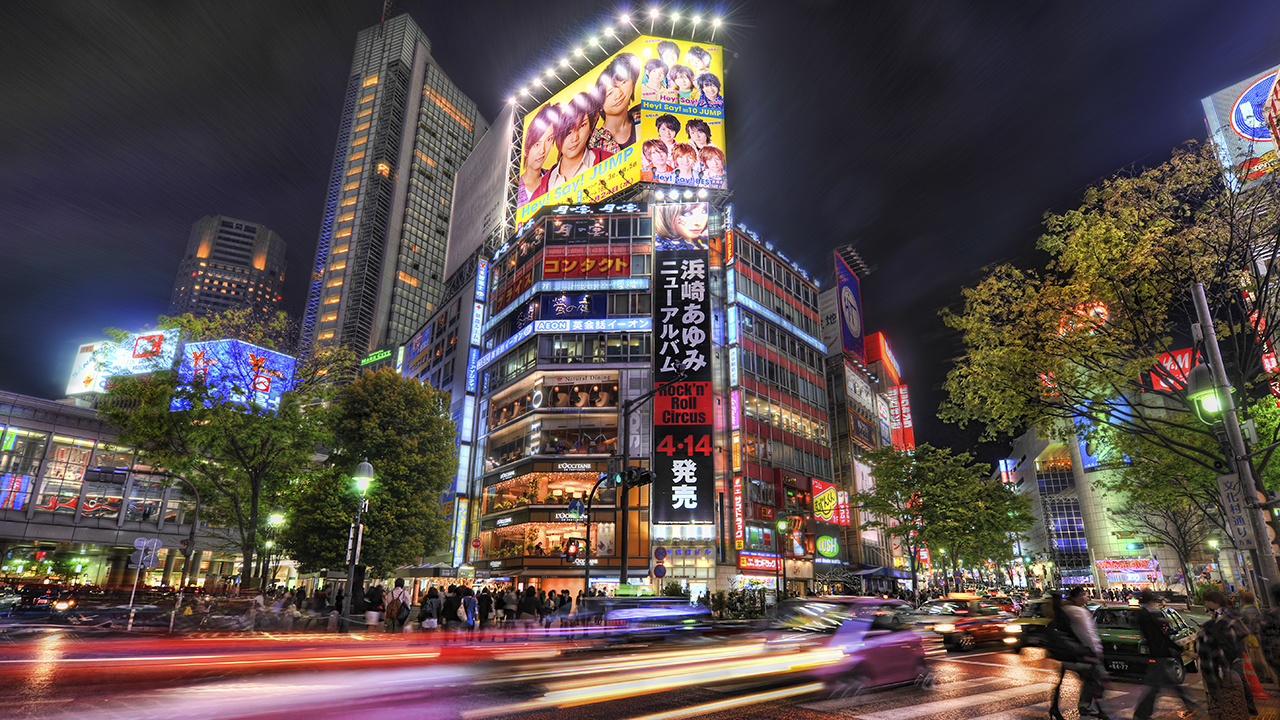 Street scene at night from Japan