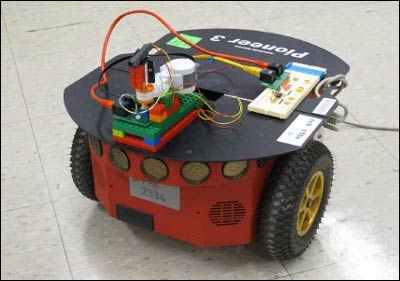 Photograph of robot with a rotating head that tracks light.