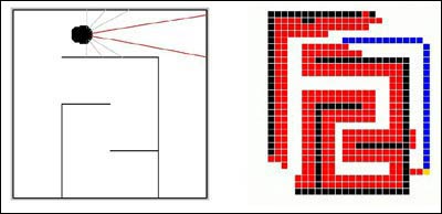 Two images representing how the robot navigates through a maze.